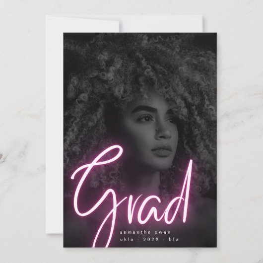 はっきりしたピンクネオングラーモダンド写真大学 案内状 (正面)