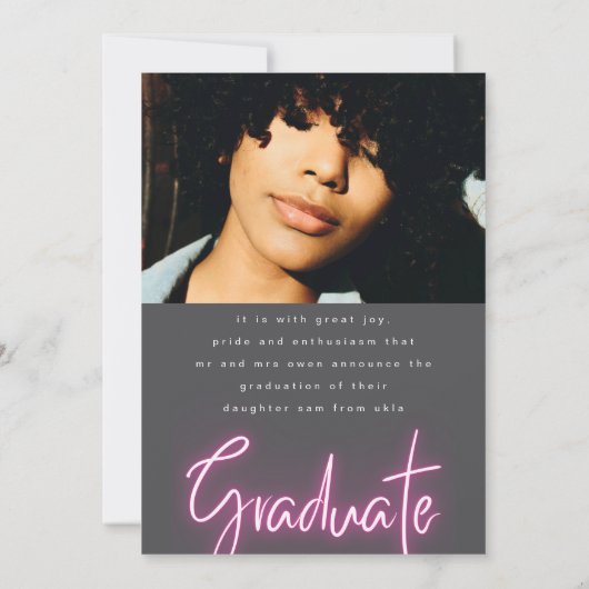 はっきりしたピンクネオングラーモダンド写真大学 案内状 (裏面)