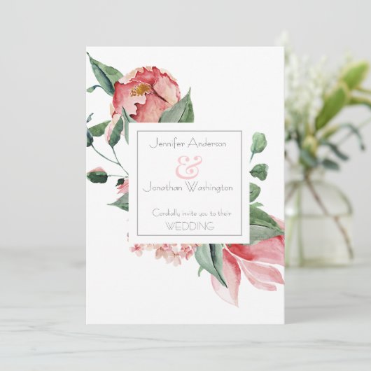 はっきりしたピンクマグノリア – 美しいフローラ結婚ズ 案内状 (スタンド正面)