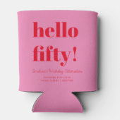 はっきりしたピンクモダンレッド50誕生日カスタム 缶クーラー (裏面)