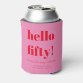 はっきりしたピンクモダンレッド50誕生日カスタム 缶クーラー (缶裏面)