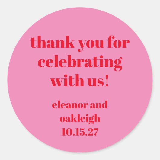 はっきりしたピンクモダンレ結婚ドのカスタム ラウンドシール (正面)