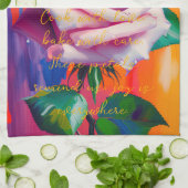 はっきりしたピンクローズ開花ボヘミアンアート キッチンタオル (折り畳み)