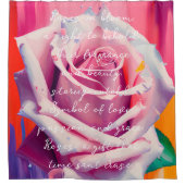 はっきりしたピンクローズ開花ボヘミアンアート シャワーカーテン (正面)