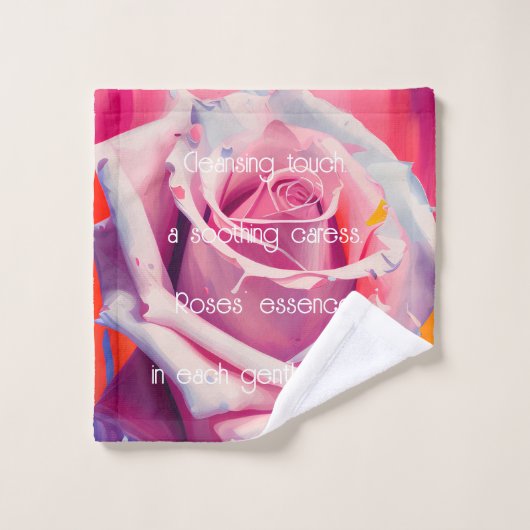 はっきりしたピンクローズ開花ボヘミアンアート バスタオルセット (ウォッシュタオル)