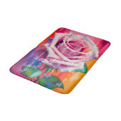 はっきりしたピンクローズ開花ボヘミアンアート バスマット (アングル)