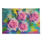 はっきりしたピンクローズ開花ボヘミアンアート 枕カバー (裏面-右)