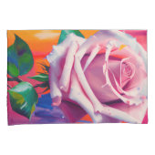 はっきりしたピンクローズ開花ボヘミアンアート 枕カバー (正面右)