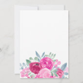 はっきりしたピンク梅フローラ水彩ブライダルシャワー 招待状 (裏面)