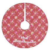 はっきりしたピンク赤金ゴールドジオメトパーソナライズされたリ名 ブラッシュドポリエステルツリースカート (正面)