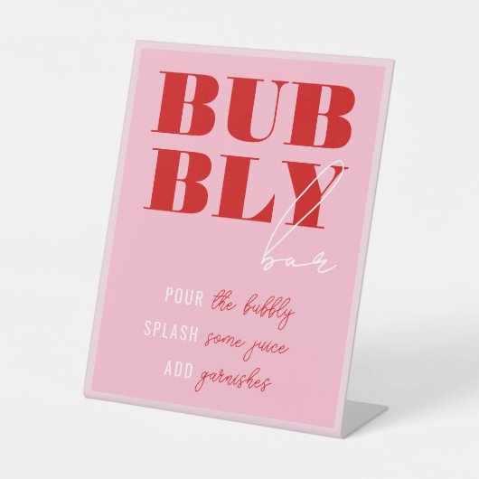 はっきりしたピンク&レッドバチェロレッテ週末 台座サイン (正面)