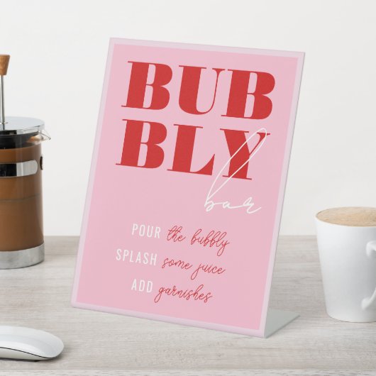 はっきりしたピンク&レッドバチェロレッテ週末 台座サイン (インサイチュ)