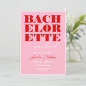 はっきりしたピンク&レッドバチェロレッテ週末 招待状 (スタンド正面)