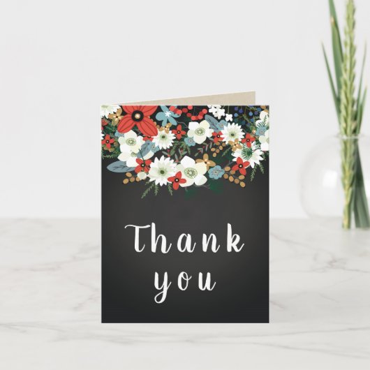 はっきりしたファンキーカラフルフローラダークシック サンキューカード (正面)