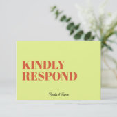 はっきりしたファンキーモダン結婚レトロ 出欠カード (スタンド正面)