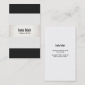 はっきりしたフェイクモダンストライプの銀 名刺 (正面/裏面)