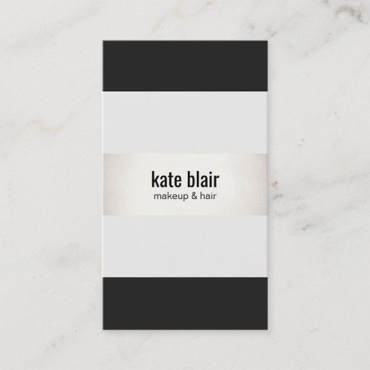 はっきりしたフェイクモダンストライプの銀 名刺 (正面)