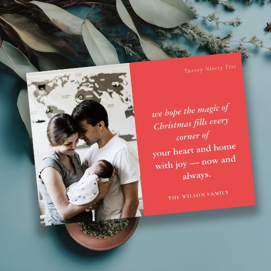 はっきりしたフェスティバルレッドミニマル1フォトラストクリスマス シーズンカード