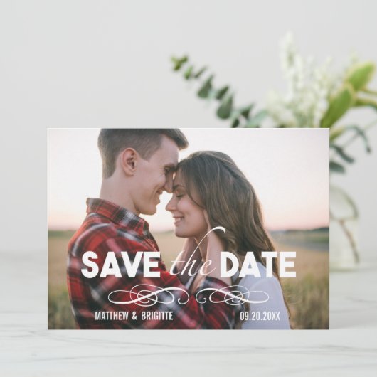 はっきりしたフォントシンプル写真Save the Date セーブザデート (スタンド正面)