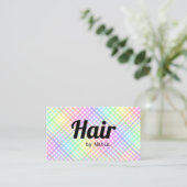 はっきりしたフォントトレンディーパステルレインボープレイドヘアドレスザー 名刺 (スタンド正面)