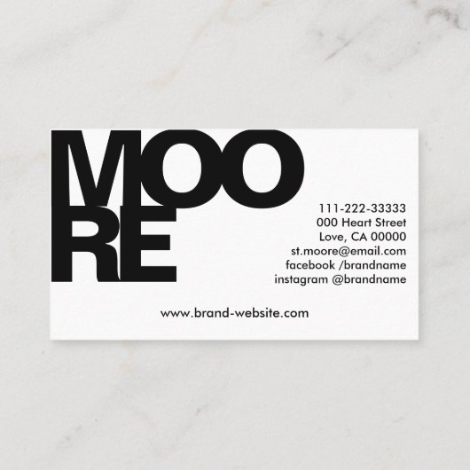 はっきりしたフォントモダンタイポグラフィシンプル 名刺 (裏面)