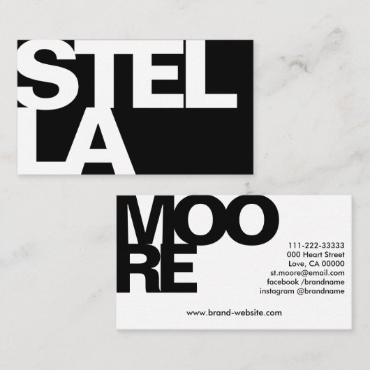 はっきりしたフォントモダンタイポグラフィシンプル 名刺 (正面/裏面)