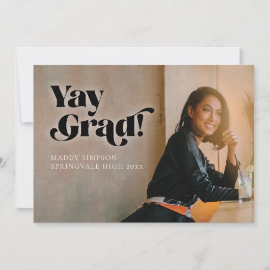 はっきりしたフォントモダンミニマル写真卒業Anno 案内状 (正面)