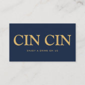 はっきりしたフォント「チンチン」フリーイタリアンドリンクチケット エンクロージャーカード (正面)