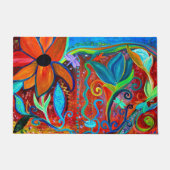 はっきりしたフローラオレンジ色の直観的なアートラグのdoord ドアマット (正面)