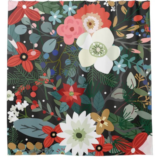 はっきりしたフローラダークファンキーシックヴィンテージシモダンック シャワーカーテン (正面)