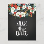 はっきりしたフローラダークファンキーシック結婚式の日付を保存 案内ポストカード (正面)