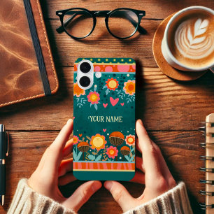 はっきりしたフローラハートかわいいインスピリシティ名ケース iPhone 16 PLUSケース