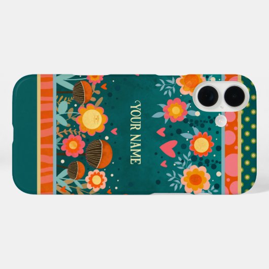 はっきりしたフローラハートかわいいインスピリシティ名ケース Case-Mate iPhoneケース (裏面 (横))