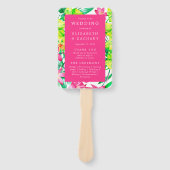 はっきりしたフローラピンク水彩結婚式 プログラム ハンドファン (正面)