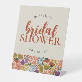 はっきりしたフローラブライダルシャワーまたは結婚の 台座サイン