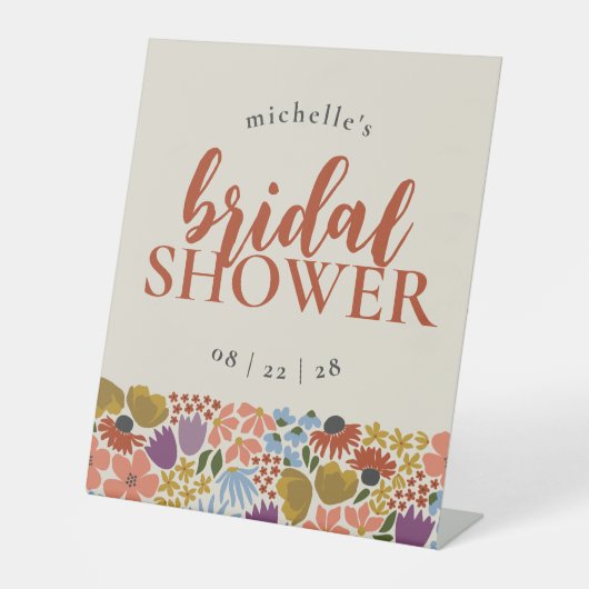 はっきりしたフローラブライダルシャワーまたは結婚の 台座サイン (正面)