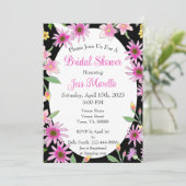 はっきりしたフローラブライダルシャワーブラックピンク水色 招待状 (スタンド正面)