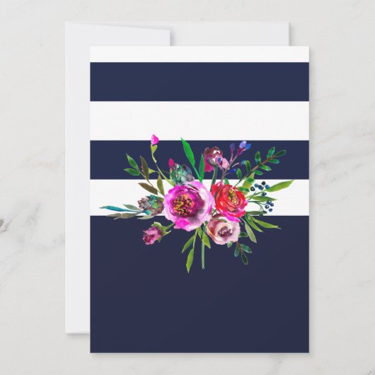 はっきりしたフローラブルーと金ゴールドエレガントモダン結婚ズ 招待状 (裏面)