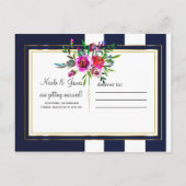 はっきりしたフローラブルーと金ゴールドエレガント保存日 案内ポストカード (裏面)