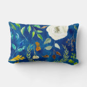 はっきりしたフローラモダン水色の紅葉 ランバークッション (裏面)