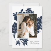 はっきりしたフローラ切り出し |ネイビー |写真クリスマス シーズンカード (正面)
