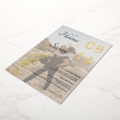 はっきりしたフローラ名白黒2枚結婚の写真 箔招待状 (回転した状態)