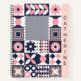 はっきりしたフローラ幾何学ミッドセンチュリーカスタム ノートブック