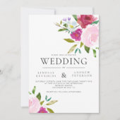 はっきりしたフローラ水彩結婚式招待状 招待状 (正面)
