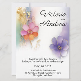 はっきりしたフローラ結婚式招待状