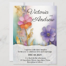 はっきりしたフローラ結婚式招待状