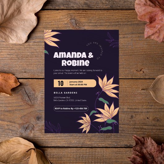 はっきりしたフローラ結婚式招待状 招待状