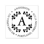 はっきりしたフローラ葉リースモノグラム差出人住所 セルフインキングスタンプ (デザイン)