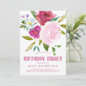 はっきりしたフローラ誕生日ディナー招待状 招待状 (スタンド正面)