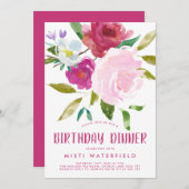 はっきりしたフローラ誕生日ディナー招待状 招待状 (正面/裏面)